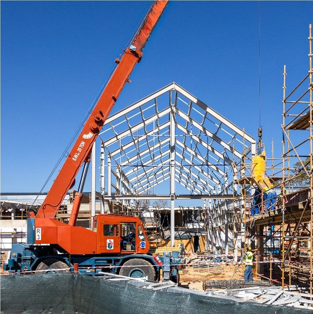 Concrete, steel and brickwork taking shape on a building site